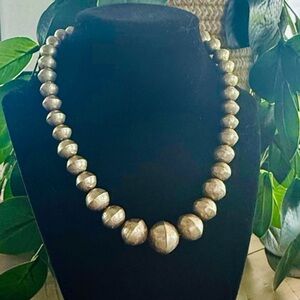 Vintage Mid Century Silver Handmade Navajo Pearl Necklace